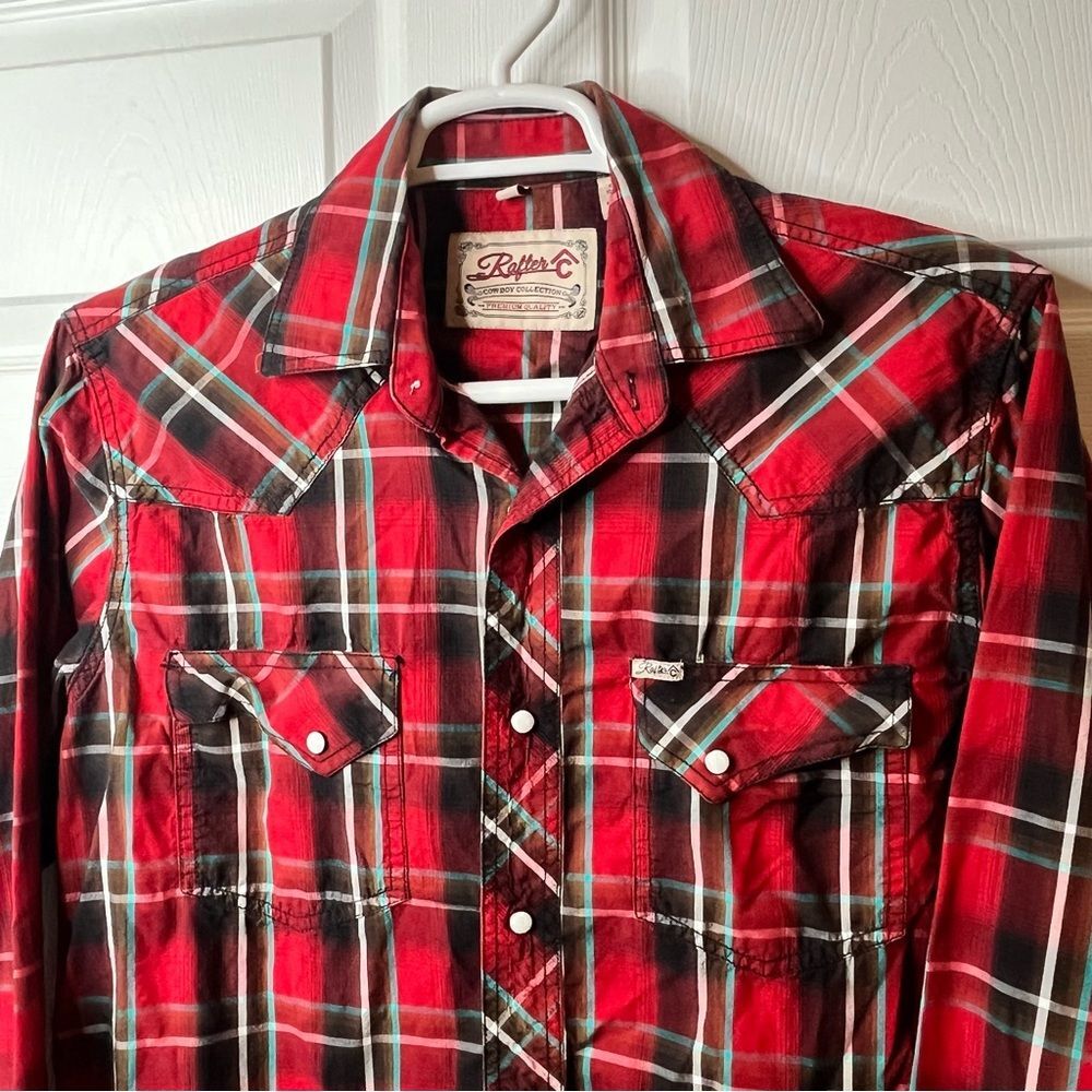 Rafter C Cowboy Collection Premium Quality Western Pearl Snap Shirt Size M